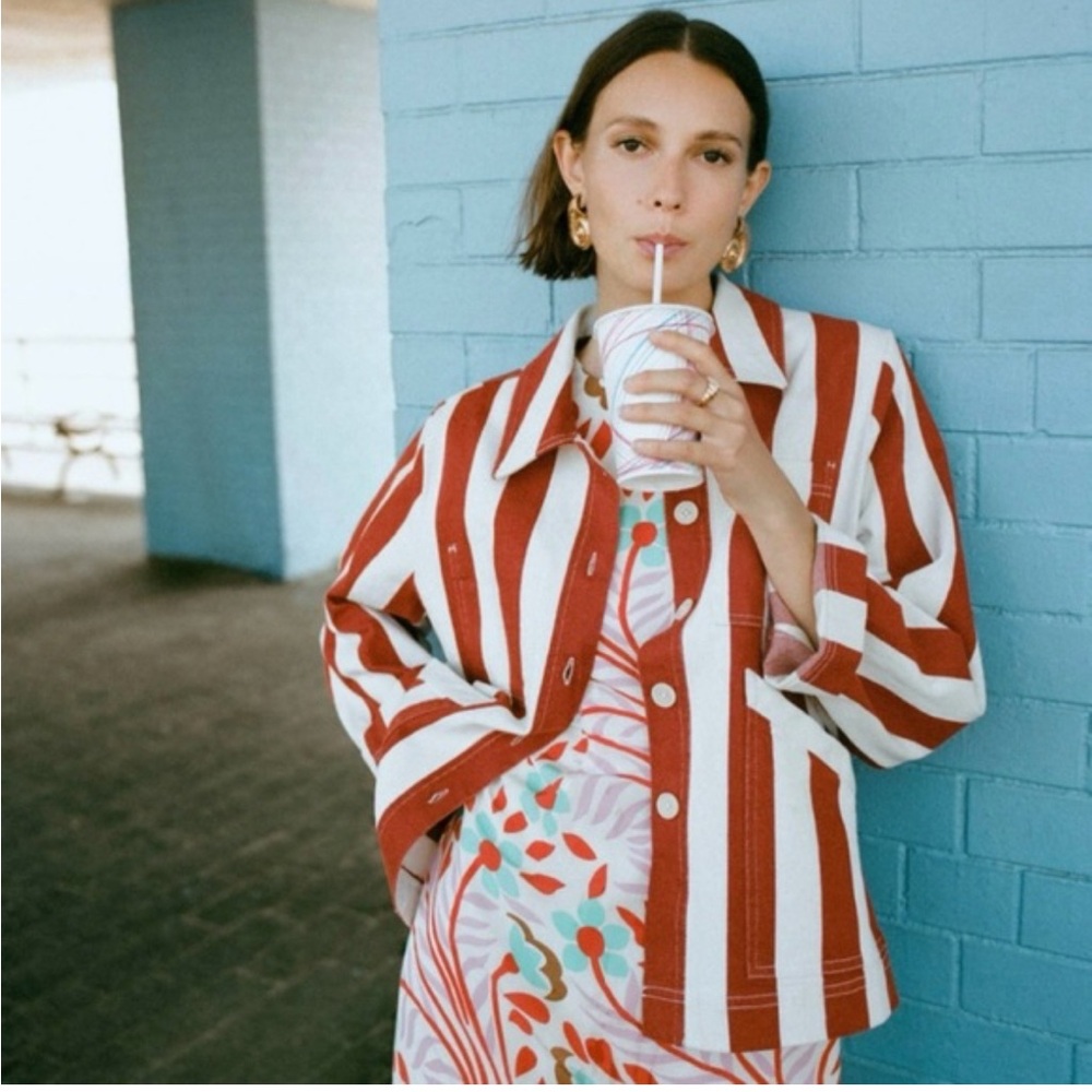 RHODE Dalton Twill Jacket in Cabana Stripe NWT
